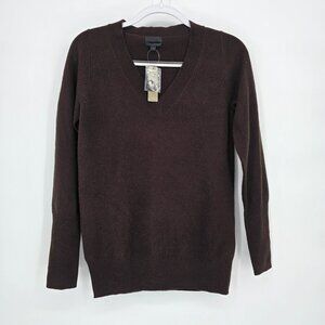J Crew Women's V Neck Cashmere Sweater Size S Brown Preppy Lightweight